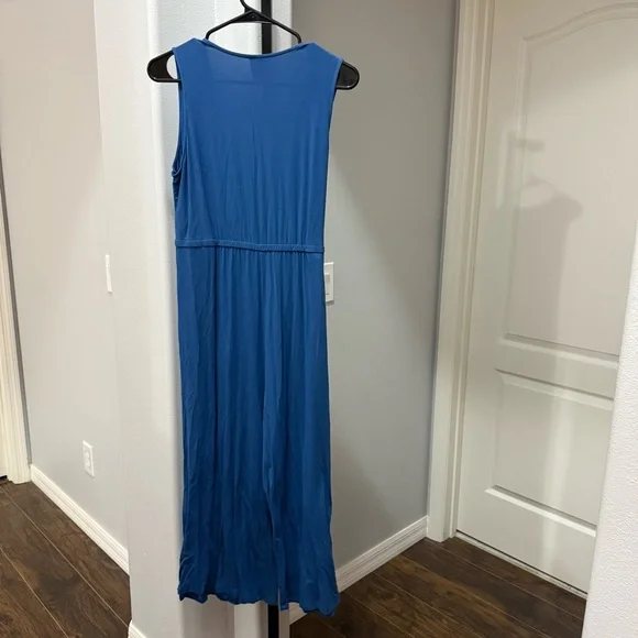 NOM Maternity Jumpsuit Womens Size Small Blue Sleeveless Wrap Wide Leg Francesca - Picture 5 of 6